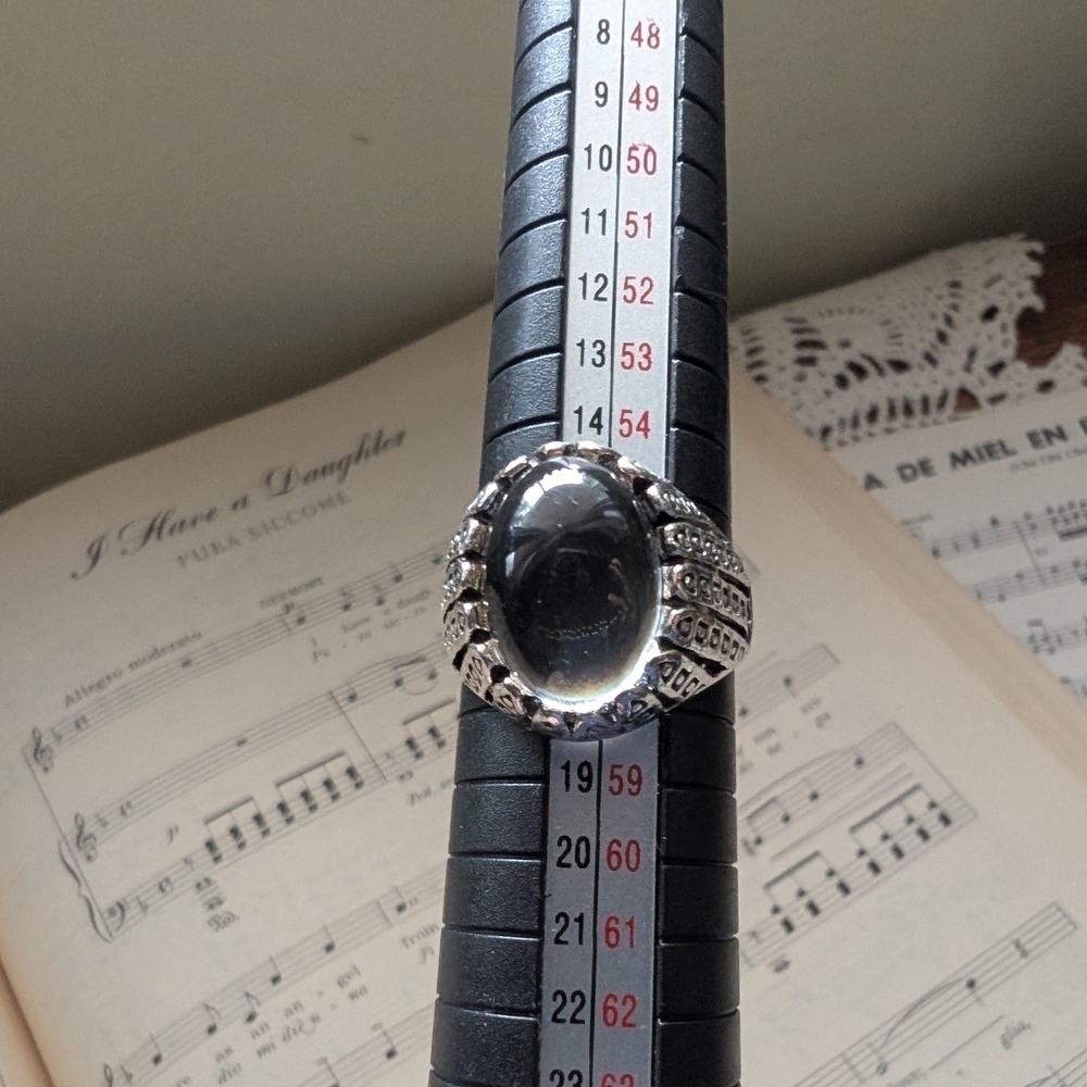 Silver Statement Ring with Black Stone